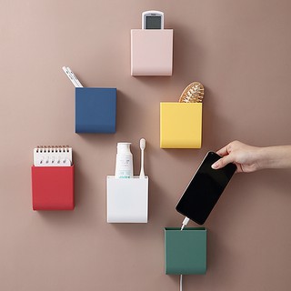 Wall Hanging Storage Box Multifunction Remote Control Storage Case Mobile Phone Plug Holder Stand