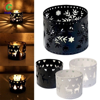 Snowflake Reindeer Christmas Candle Holder Iron Hollow Christmas Tree White Gold Black Home Party Decoration