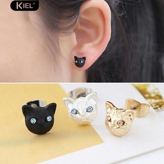Kiel Fashion Lovely Cat Head Design Ear Studs Jewelry Charm