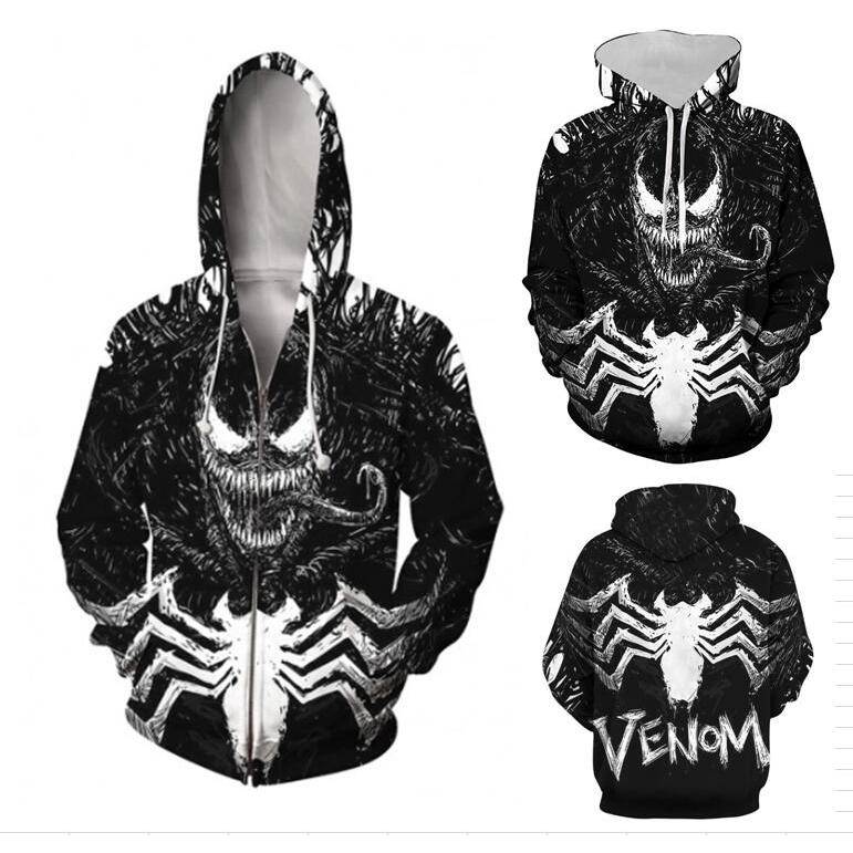 Venom Marvel Movie 3D Print Hooded Jacket Cosplay Anime