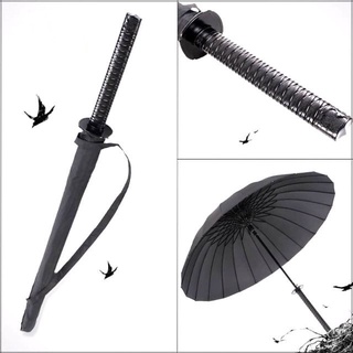 Fashion Black Samurai Umbrella Katana Sword Handle Strap Long Umbrella Classic Retro Umbrella Waterp