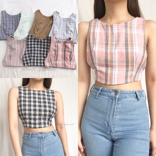 Zoey Plaid Backless Top | Alleah Apparel