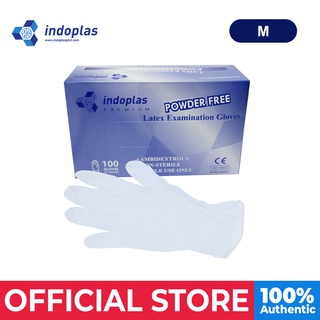Indoplas Powder Free Examination Latex Gloves Box of 100 (Medium)