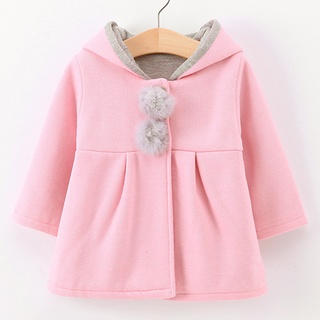 Spring Autumn Baby Kid Girls Jackets Rabbit Ear Cotton Winter Outerwear Children Hooded Coats 1 2 3 (5)