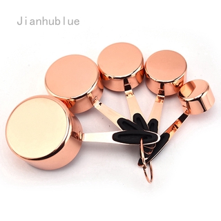 Jianhublue Rose Gold Measuring Cup Baking Tool Stainless Steel Measuring Cup Set Kitchen Baking Bartending Scale Spoon