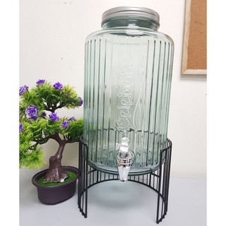 8 Liters GLASS JAR DISPENSER WITH STAINLESS STAND