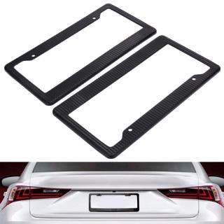 2pcs Carbon Fiber Style Car License Plate Frames Tag Covers Holder For Vehicles USA Canada Standard