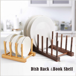 Ins Style Wooden Dish Rack, Solid Wood Drain Shelf Bookshelf, Tableware Storage Magazine Display Board Rack, Dish Rack, Kitchen Storage Box Wood Material (3)