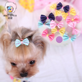 MIGO 6 Pcs Dog Cat Puppy Hair Clips Hair Bow Tie Flower Bowknot Hairpin Pet Grooming