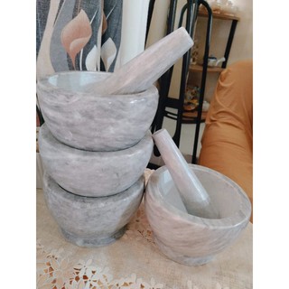 Mortar and Pestle 6.5" Outer Diameter Pure Marble from Romblon