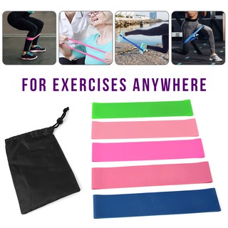 【Ready Stock】5 PCS Sports Exercise Resistance Loop Bands Set Elastic Booty Band Set for Yoga Home Gym Training (6)