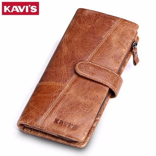 KAVIS Designer Men Leather Wallets Casual Male Wallet Clutch Bag Brand Long Wallet Genuine Leather Brand Wallet For Men