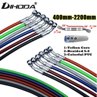 Universal 400- 2200mm Motorcycle Hydraulic tubing Brake Hose Line Cable 28 degrees 10mm Banjo Pipe Line Braided oil hose