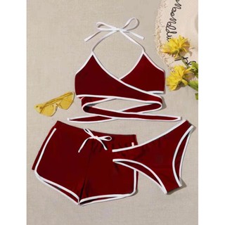 Casual ootd swimsuit 3in1 (sexy cross bra/panty/short) for women's apparel nice and good quality