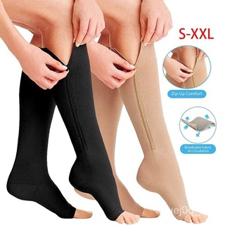insZipper Compression Socks New Compression Zip Sox Socks Stretchy Leg Support Unisex Open Toe Knee