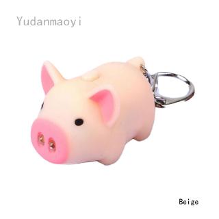 Yudanmaoyi Piggy keychain zodiac pig glow sound car keychain small pendant car with accessories