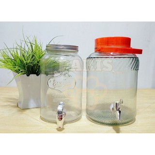5 Liters and 3 Liters Glass Beverage Jar Juice Dispenser