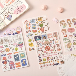 Cute Cartoon Stickers Diary Journal Stationery Flakes Scrapbooking DIY Decorative Sticker S