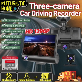 Car Camera Dashcam For Car Dash Cam 1296P 3 Lens Dashcam Night Vision Car Driving Recorder G-sensor