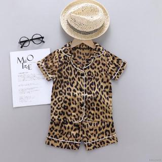 BBWORLD Baby Boys Leopard Print Outfits Set Short Sleeve Blouse Tops+Shorts Sleepwear Pajamas