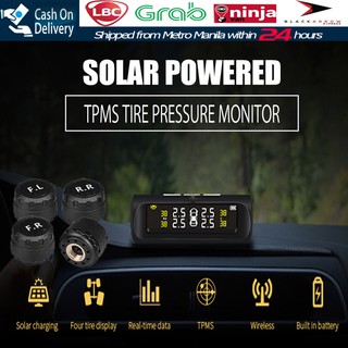 【Fast Delivery】USB Solar Power TPMS Car Tire Pressure Monitor LCD Display