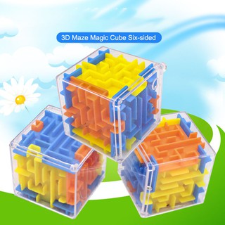 3D Maze Magic Cube Transparent Six-sided Puzzle Speed Cube Rolling Ball Game Toys for Children Educational