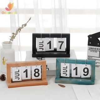Ready Stock/◑1 Pcs Wooden Flip Calendar Perpetual Desktop Office DIY Yearly Planner Calendar