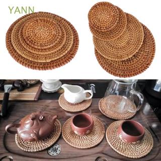 YANN Round Placemats Insulation Handmade Kitchen Rattan Coasters