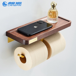 ✺ぜToilet non-punching toilet tissue box walnut solid wood toilet paper rack creative roll toilet pap