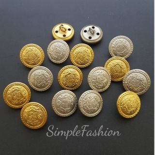 [Shop Malaysia] 15Mm 12pcs Copper Buttons (Gold Silver) PX0O