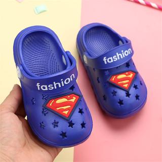 1-6 Years Crocs Style Non-slip Sandals Kids Cartoon Superman Girl Boy Soft Bottom Beach Shoes (1)