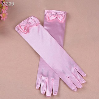 ☁✆Long Style Satin Kids Girls Gloves for Party Wedding Gloves