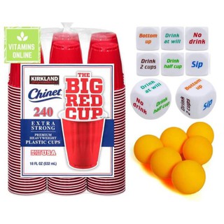 10, 12, and 15 pcs. Kirkland Red Cup,18 oz Beer Pong Game Kit Drinking Dice Ping Pong Balls