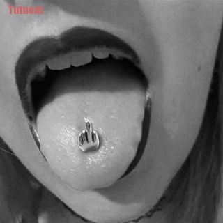 【Hot sale】1PC Middle Finger Gesture Tongue Barbell Stud Piercing Rings Body Jewelry Punk