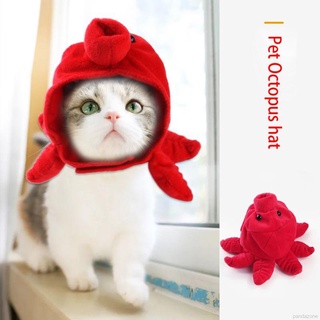 Cute Pet Funny Hat Cartoon Octopus Shape Pet Hat Puppy Cat Hat Pet Daily Decoration Christmas Halloween Decoration Red