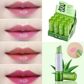[ 12PCS 1BOX ] 99% Aloe Vera Lip Balm Long Lasting Moisturizing Pink Color Lip Balm Natural Lips