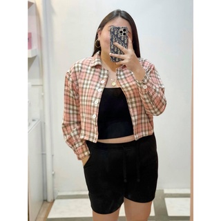 Women's Plus Size Camila Crop Plaid Flannel Top / Plus Size Planela Top