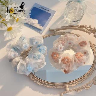 We Flower Romantic Embroidery Organza Hair Tie Rubber Bands for Women Scrunchies