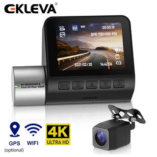 EKLEVA Dash Cam 4K 2160P WIFI Dual Dash Camera CAR DVR 2K Front and 1080P Rear Lens Vehicle Black Box Night Vision Hidden Car Dvrs