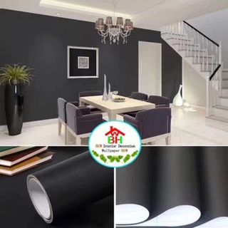 ♧⊕BHW Wallpaper Self Adhesive Plain Color Black PVC Waterproof Wall Sticker