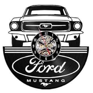 Ford Mustang Vinyl Record Wall Clock Modern Design Ford Car Logo 3D Decorative Sign Vintage Vinyl Clock Wall Watch Home Decor