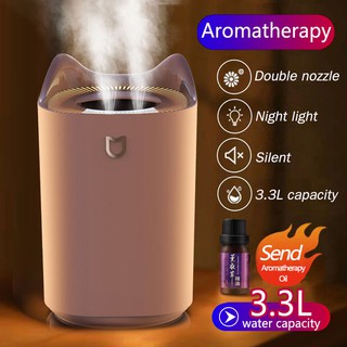 Dreamer⭐Coloful LED Light Air Humidifier 3300ml Double Nozzle Cool Mist Aroma Diffuser Heavy Fog Ultrasonic USB Home Humidificador