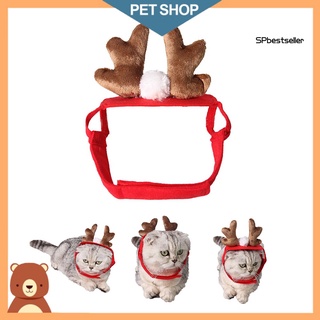 ❈✤✵[SP Pet Dog Cat Cap Deer Antler Headband Christmas Party Holiday Headwear Hat Gift