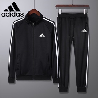 Adidas Women Sports Sets Jacket And Pants Two Casual Fashion Three Bar Winter Outdoors Windproof Suit