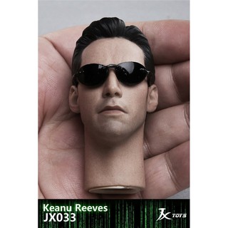 JXTOYS 1/6 Keanu Reeves The Matrix Neo Head Sculpt Model W/Glasses JX033