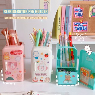 Desk organizer Cute pen holder and sticker stationery storage refrigerator shaped container (1)