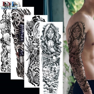 [Tattoo] Waterproof Temporary Tattoo Sticker Full Arm Skull Floral Tattoo Stickers Flash Fake Tattoos #3021-3040