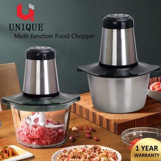 Electric Food Chopper 2L Glass Bowl Meat Grinder for Vegetable, Fruits, Nuts, Stainless Steel