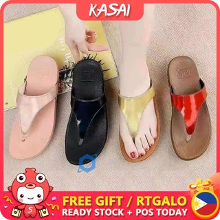 KASAI Fttilop Fashion Slipper Sandal for Women Slope Heel Wholesale Shoes Glossy Flip flops Gift
