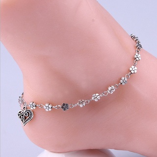 New Foot Chain Tibetan Silver Hollow Plum Daisy Flowers HeartShaped Anklet For Women&&-*